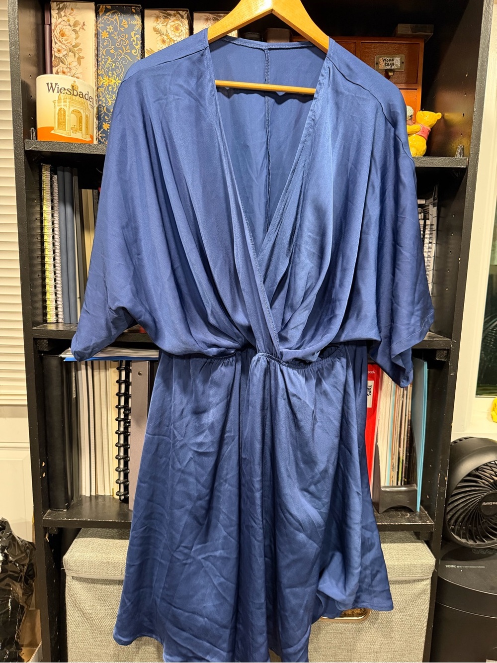 Deep Blue Wrap-Front Mini Dress